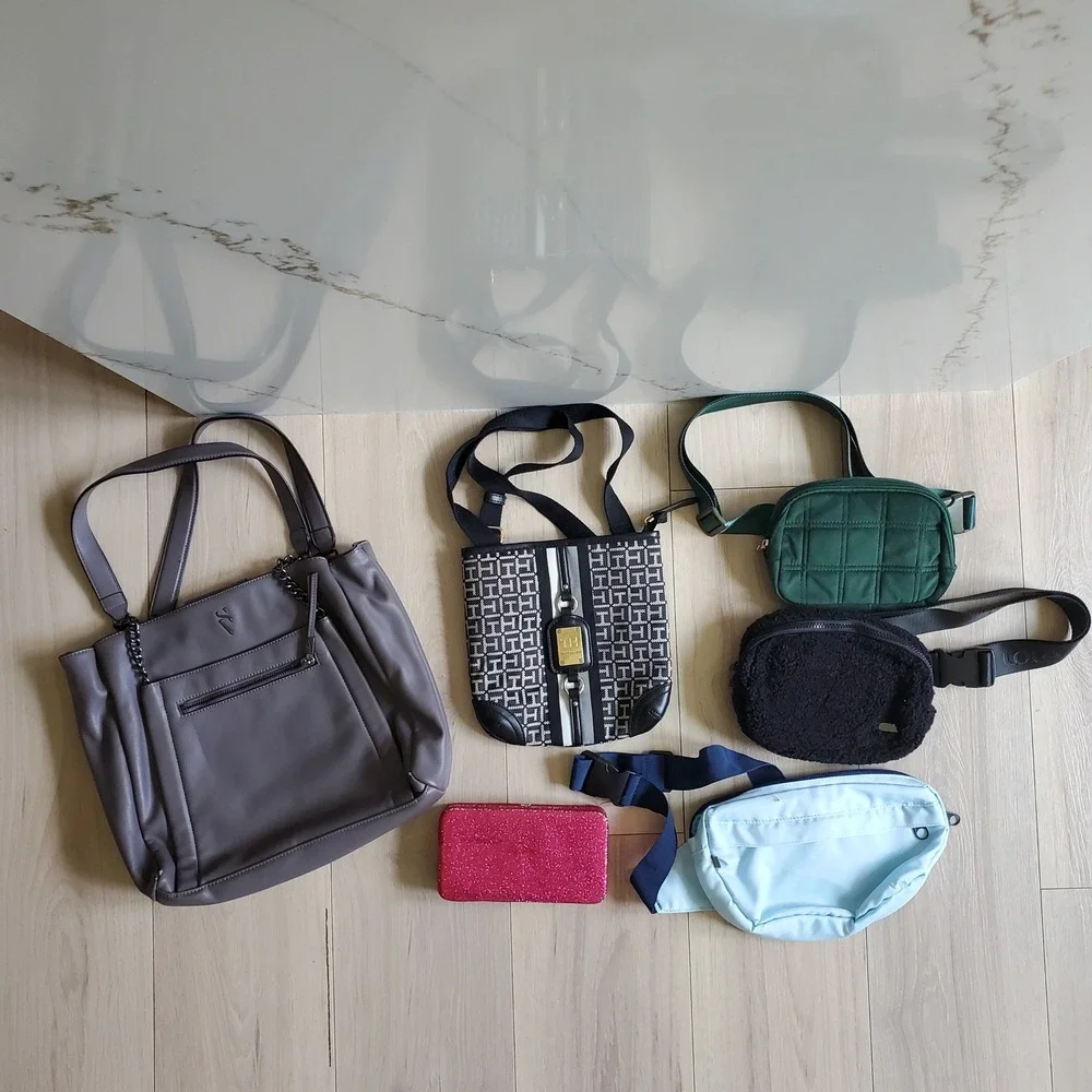 Womens Handbag Bundle Lot 6Pc Crossbody Tote Belt Bag Wallet Mixed Styles